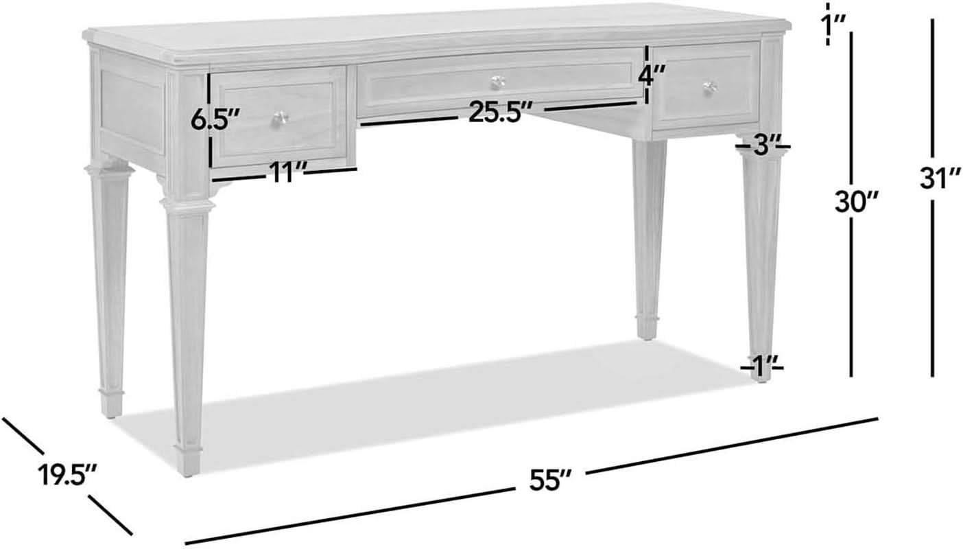 JTH Luxe Dauphin 55 Inch Executive Desk 3 Drawer Natural
