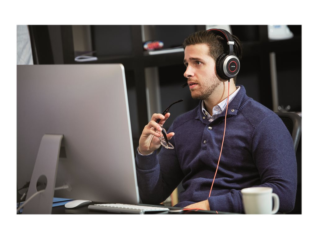 Jabra Evolve 80 MS stereo - Headset - full size - wired - active noise canceling