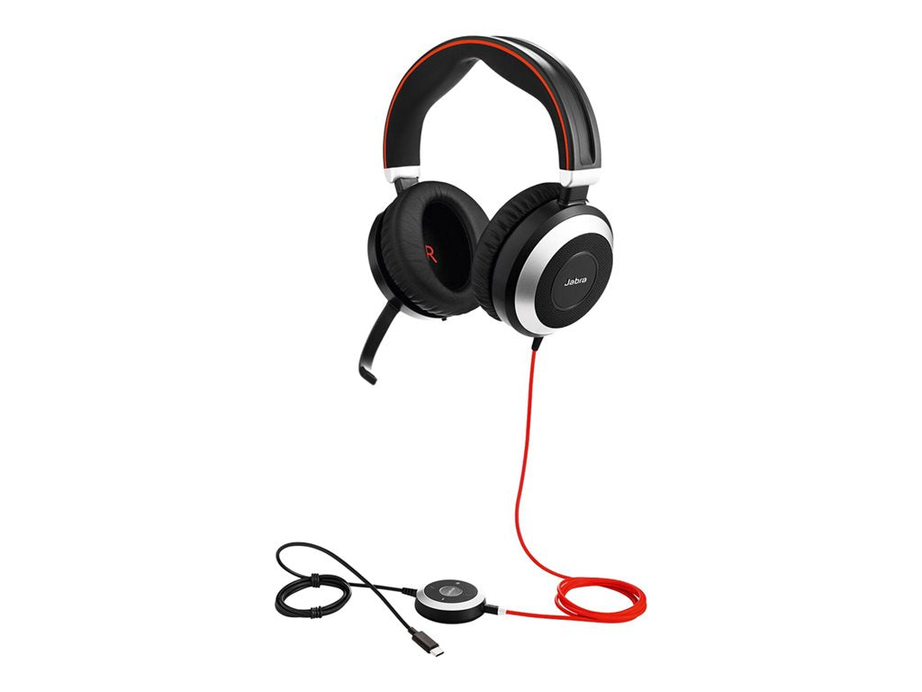 Jabra Evolve 80 MS stereo - Headset - full size - wired - active noise canceling