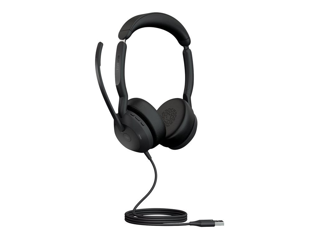 Jabra Evolve2 50 MS Stereo - Headset - on-ear - wired - active noise canceling - USB-A - black - Zoom Certified, Certified for 25089-999-999