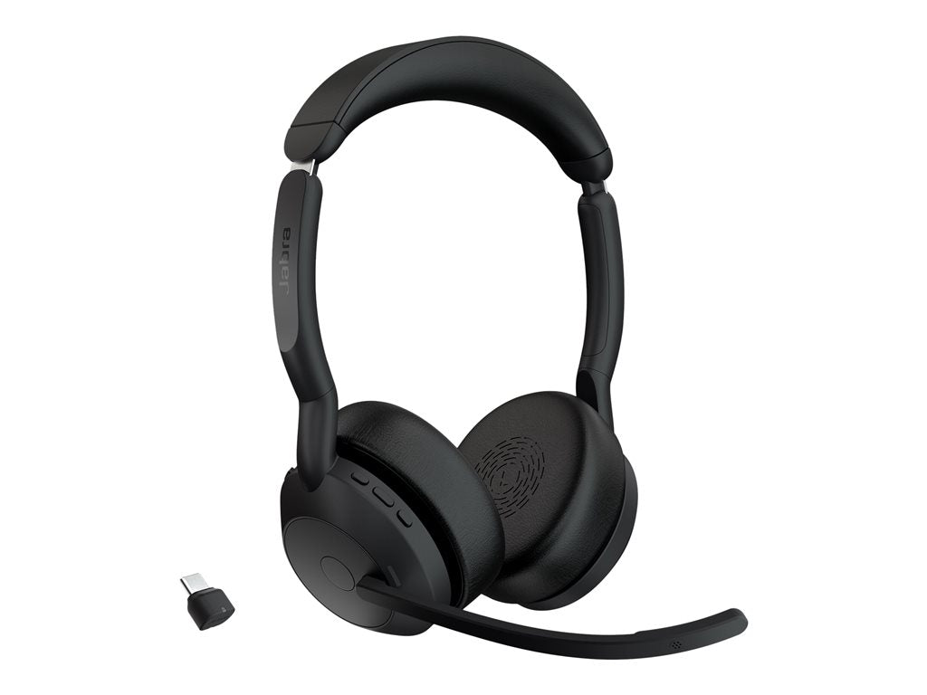 Jabra Evolve2 55 UC Stereo - Headset - on-ear - Bluetooth - wireless - active noise canceling - USB-C via Bluetooth adapter - 25599-989-899-01