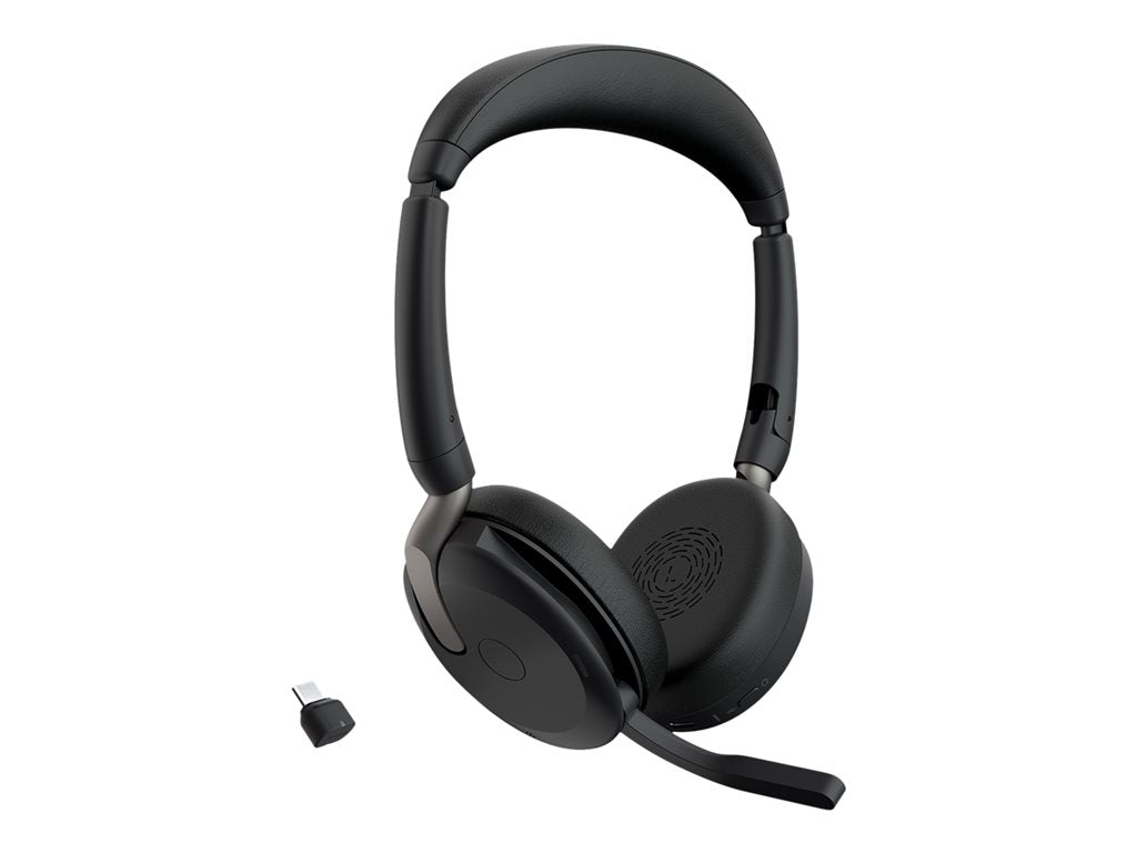 Jabra Evolve2 65 Flex UC Stereo - Headset - on-ear - Bluetooth - wireless - active noise canceling - USB-C - black - Optimized 26699-989-899-01