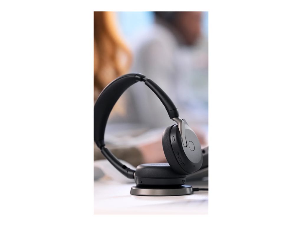 Jabra Evolve2 65 Flex UC Stereo - Headset - on-ear - Bluetooth - wireless - active noise canceling - USB-C - black - Optimized 26699-989-899-01