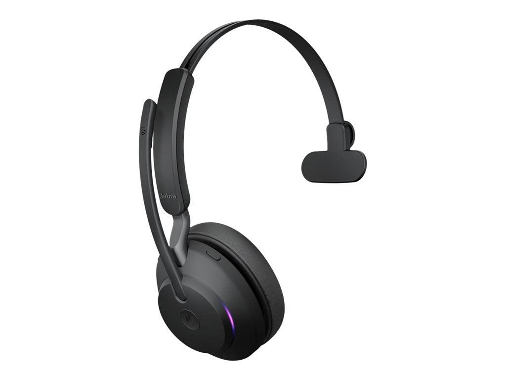 Jabra Evolve2 65 MS Mono - Headset - on-ear - convertible - Bluetooth - wireless - USB-A - noise isolating - black - with charging 26599-899-989