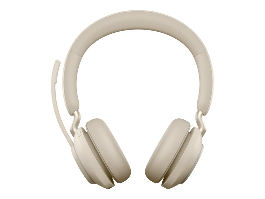 Jabra Evolve2 65 MS Stereo - Headset - on-ear - Bluetooth - wireless - USB-C - noise isolating - beige - Certified for