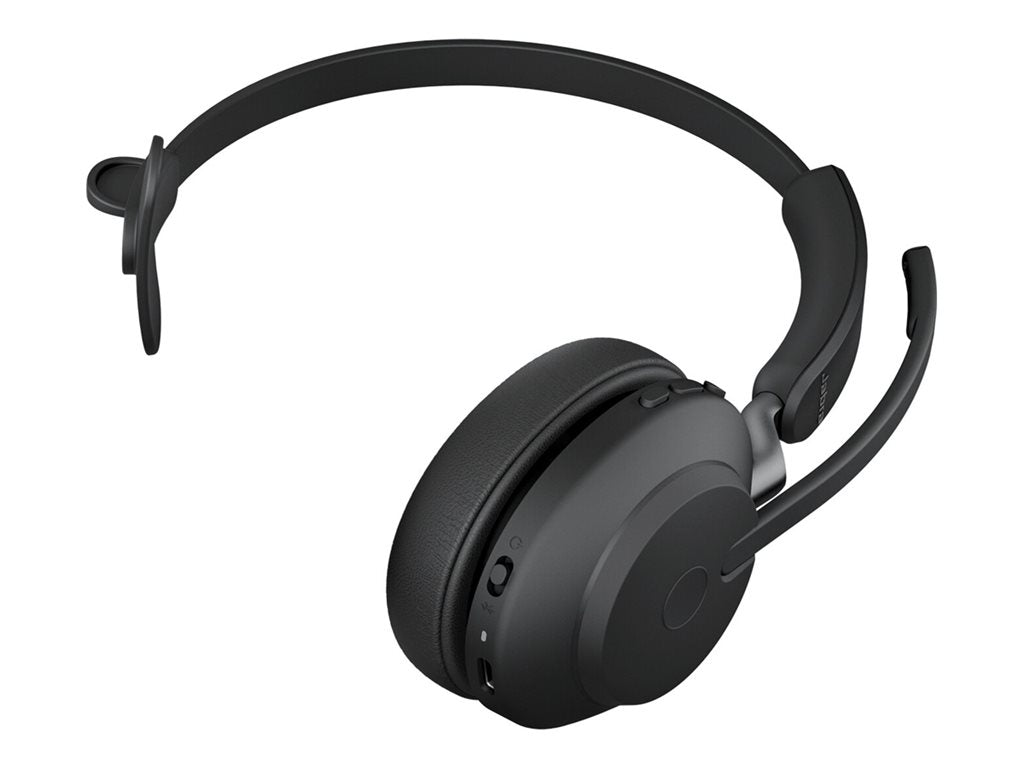 Jabra Evolve2 65 UC Mono - Headset - on-ear - convertible - Bluetooth - wireless - USB-A - noise isolating - black - with charging 26599-889-989