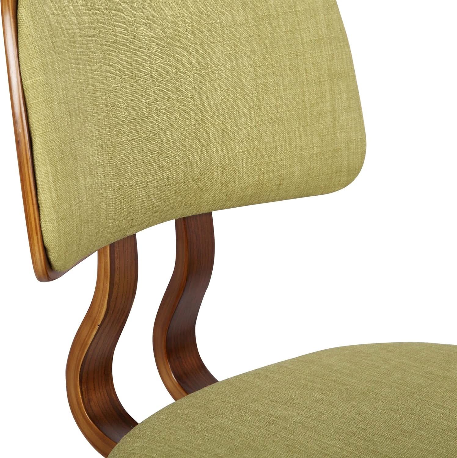 Jaguar Mid Century Modern Dining Chair Green Fabric Walnut Wood Finish
