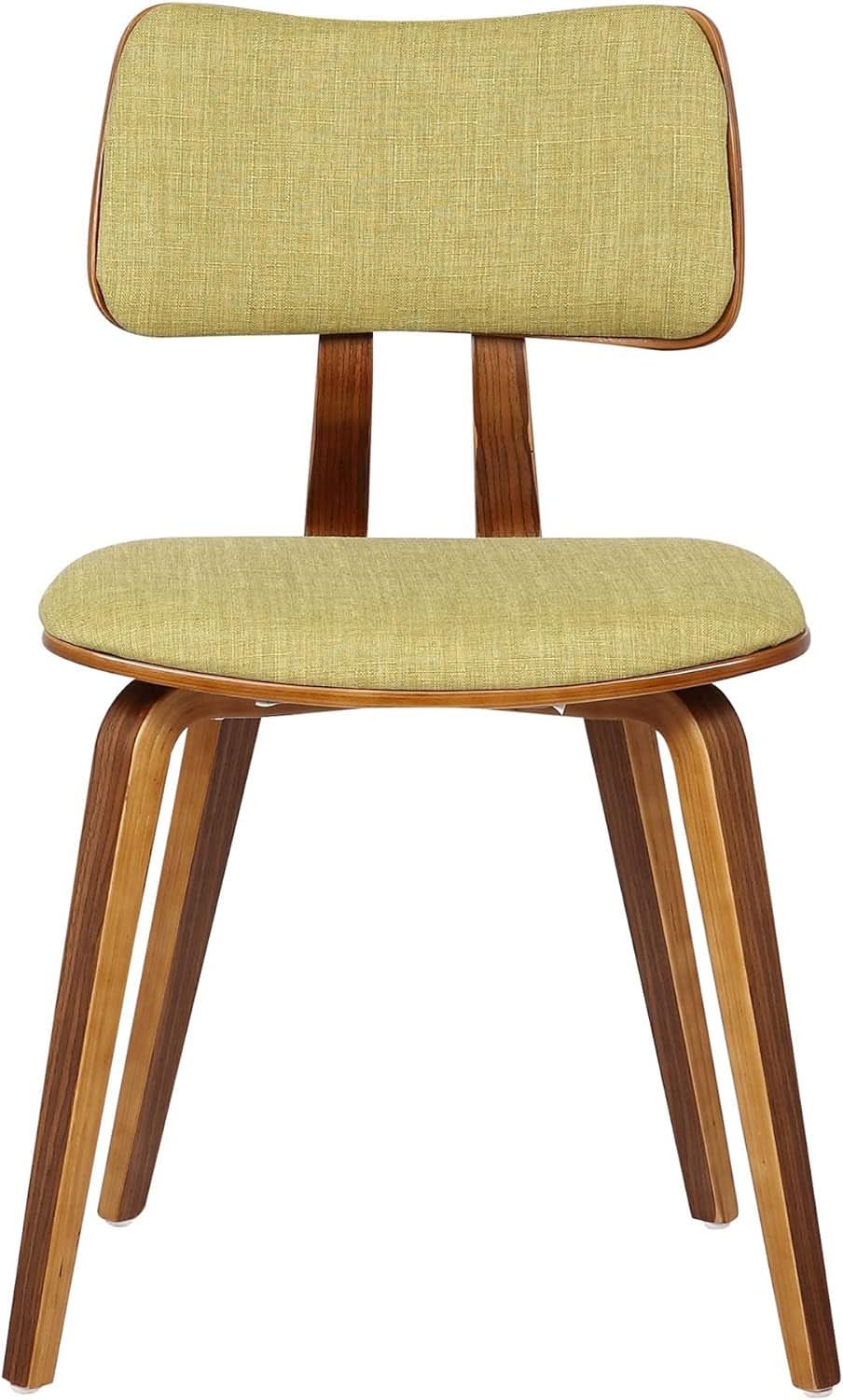 Jaguar Mid Century Modern Dining Chair Green Fabric Walnut Wood Finish