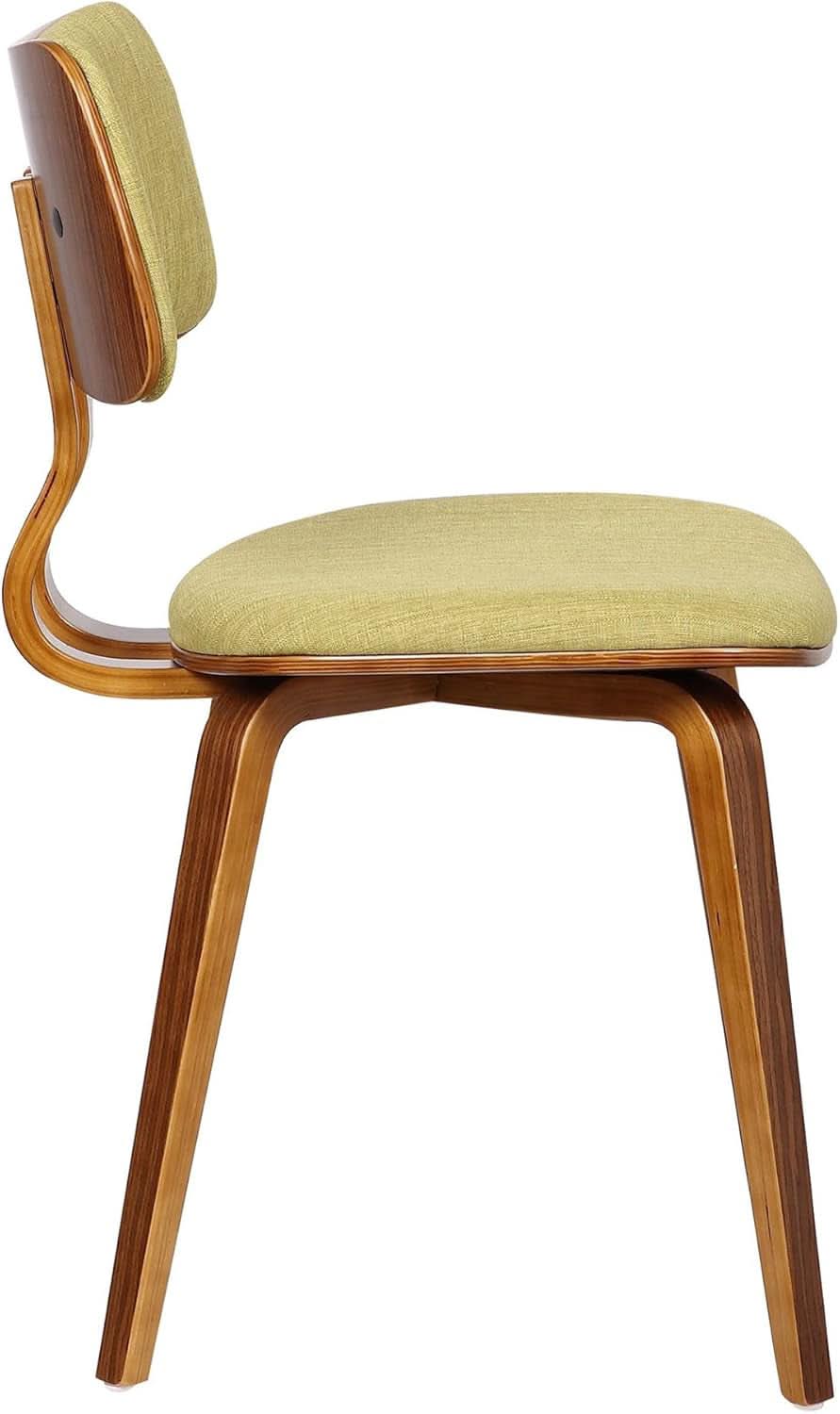 Jaguar Mid Century Modern Dining Chair Green Fabric Walnut Wood Finish