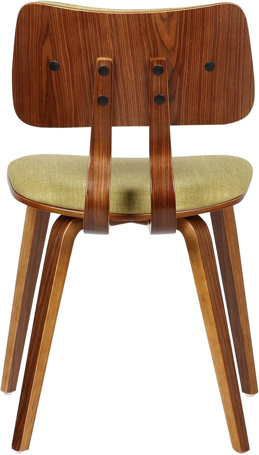 Jaguar Mid Century Modern Dining Chair Green Fabric Walnut Wood Finish