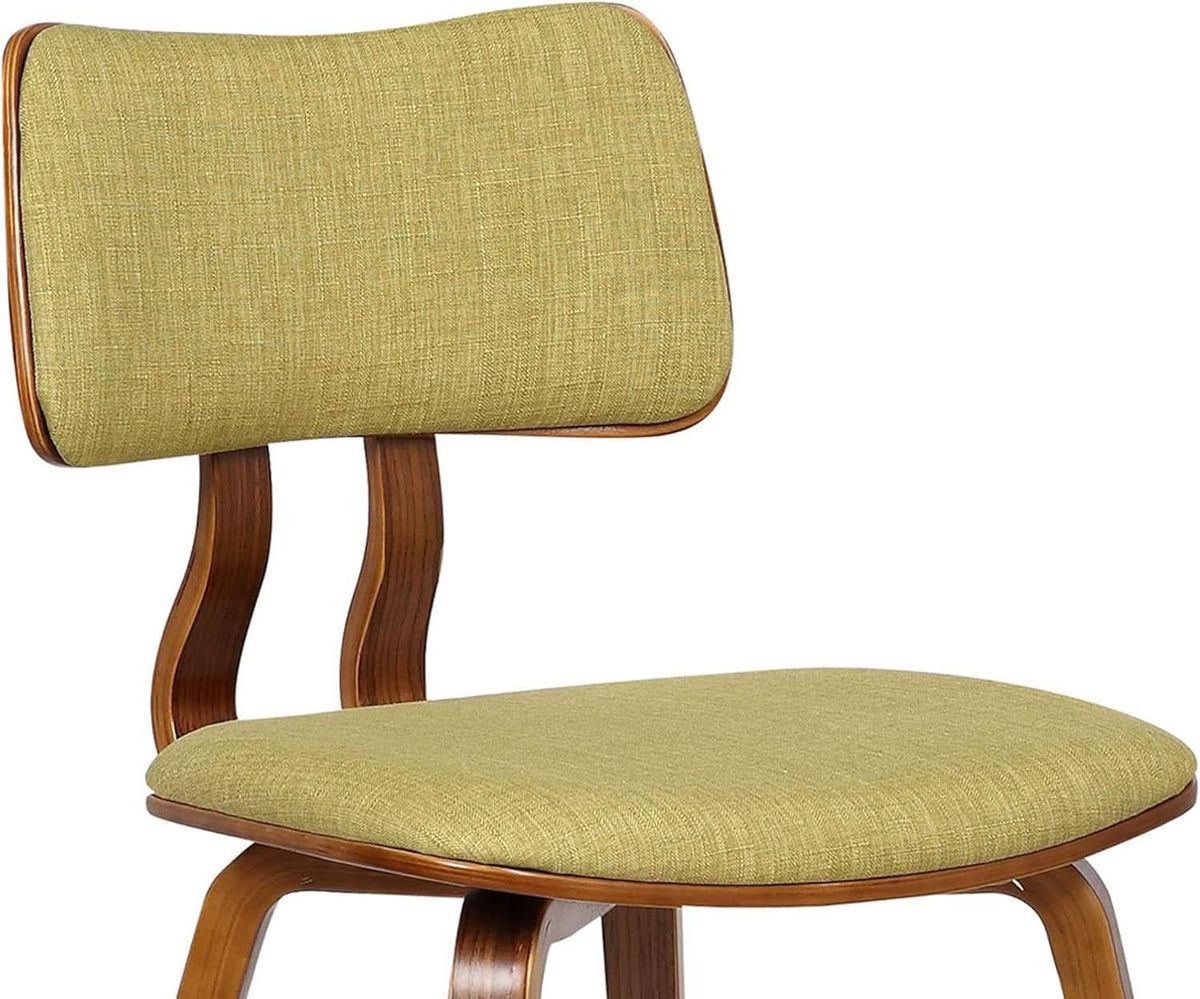 Jaguar Mid Century Modern Dining Chair Green Fabric Walnut Wood Finish