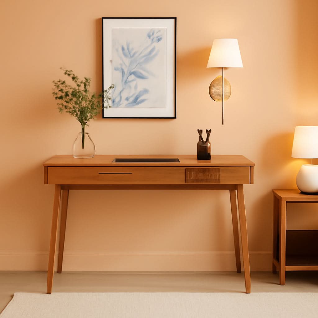 Jasper Small Home Office Desk With Storage Natural Brown