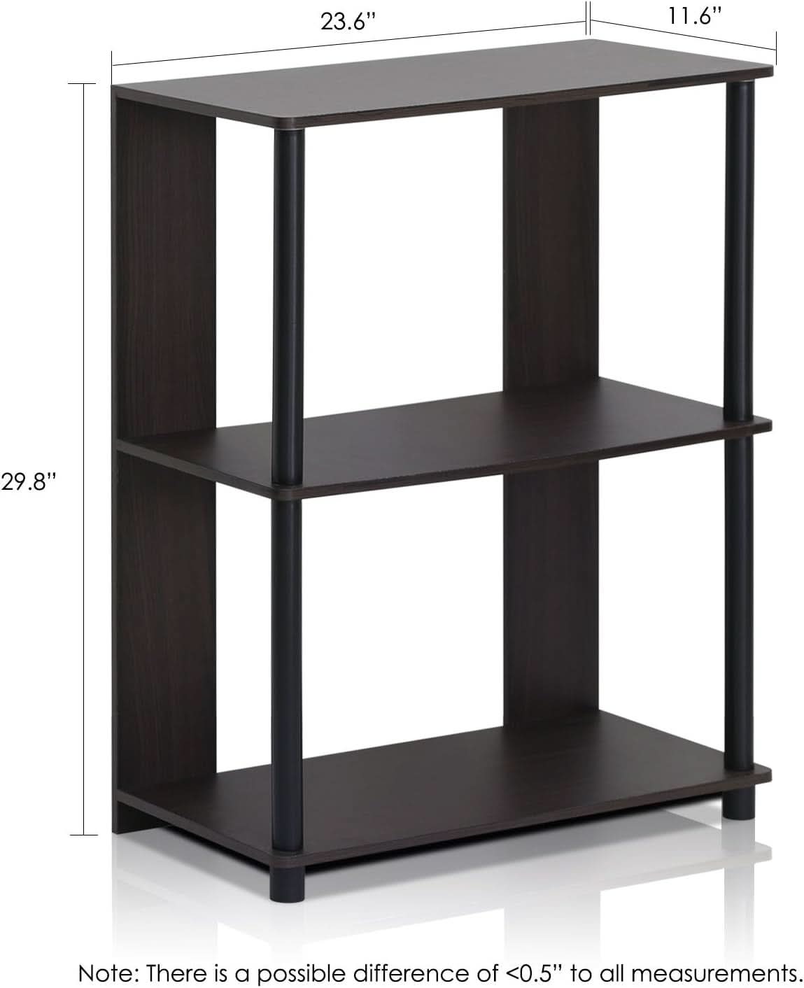 Jaya 3 Tier Walnut Bookcase Display Rack for Living Room
