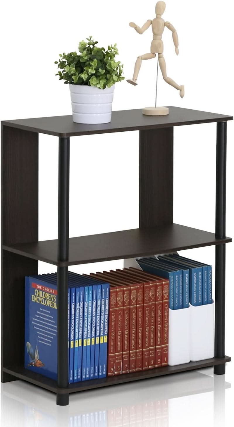 Jaya 3 Tier Walnut Bookcase Display Rack for Living Room