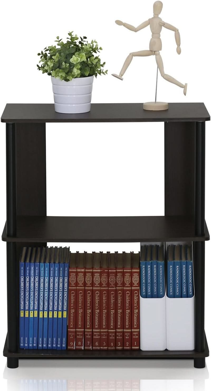 Jaya 3 Tier Walnut Bookcase Display Rack for Living Room