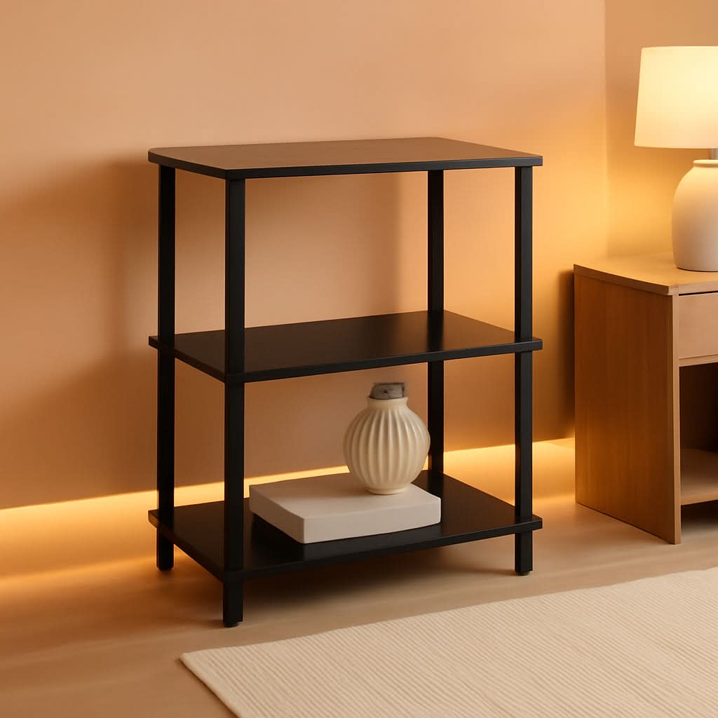 Jaya 3 Tier Walnut Bookcase Display Rack for Living Room