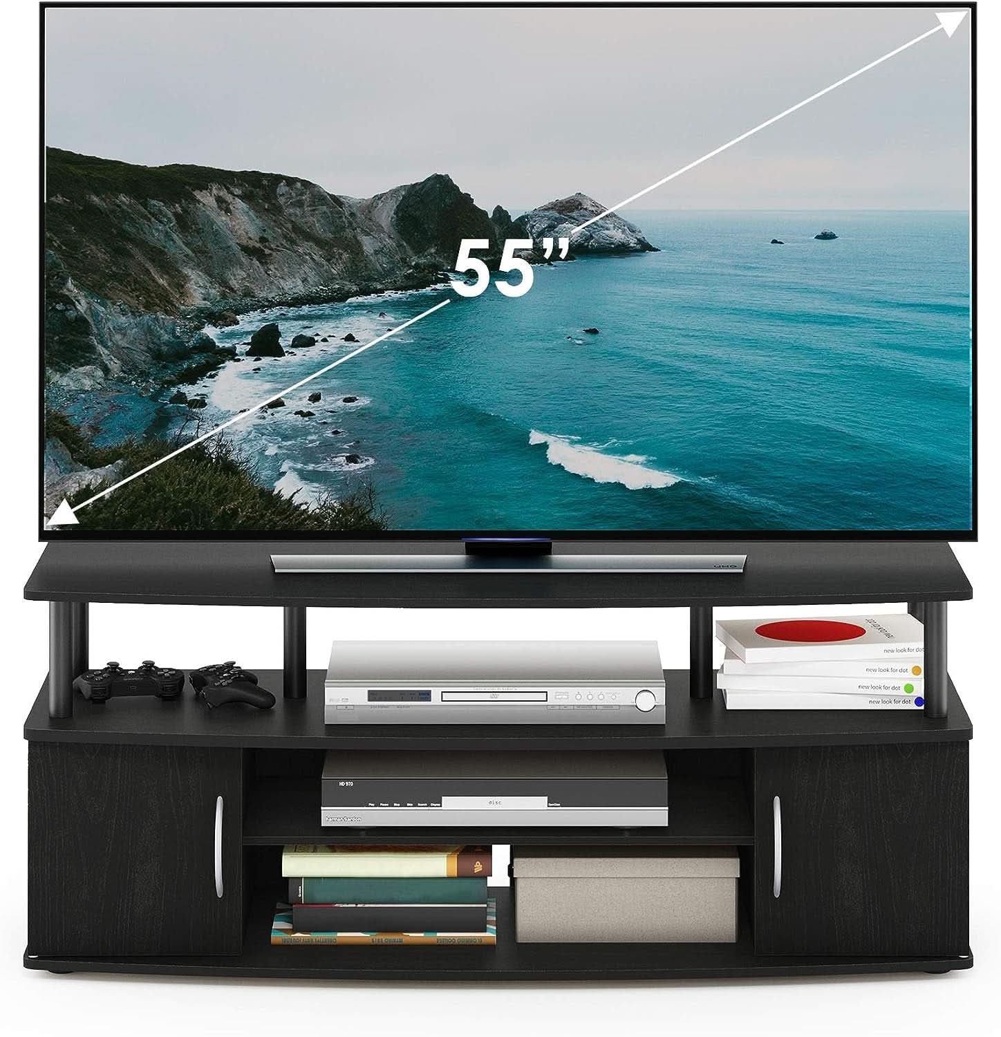 Jaya 55 Inch TV Entertainment Stand Blackwood Wood Cabinet