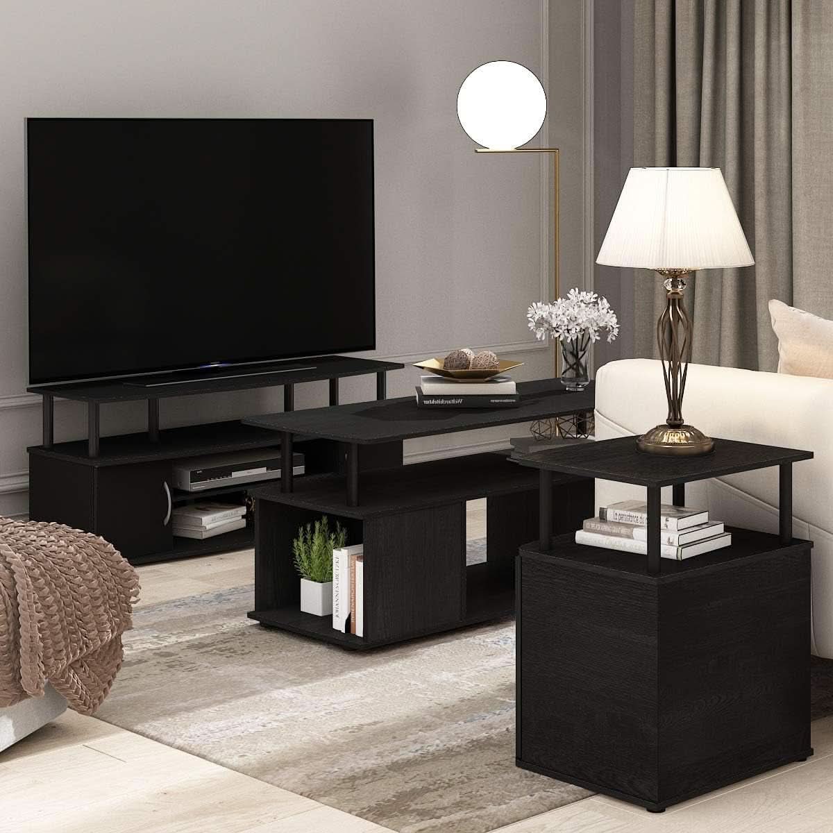 Jaya 55 Inch TV Entertainment Stand Blackwood Wood Cabinet