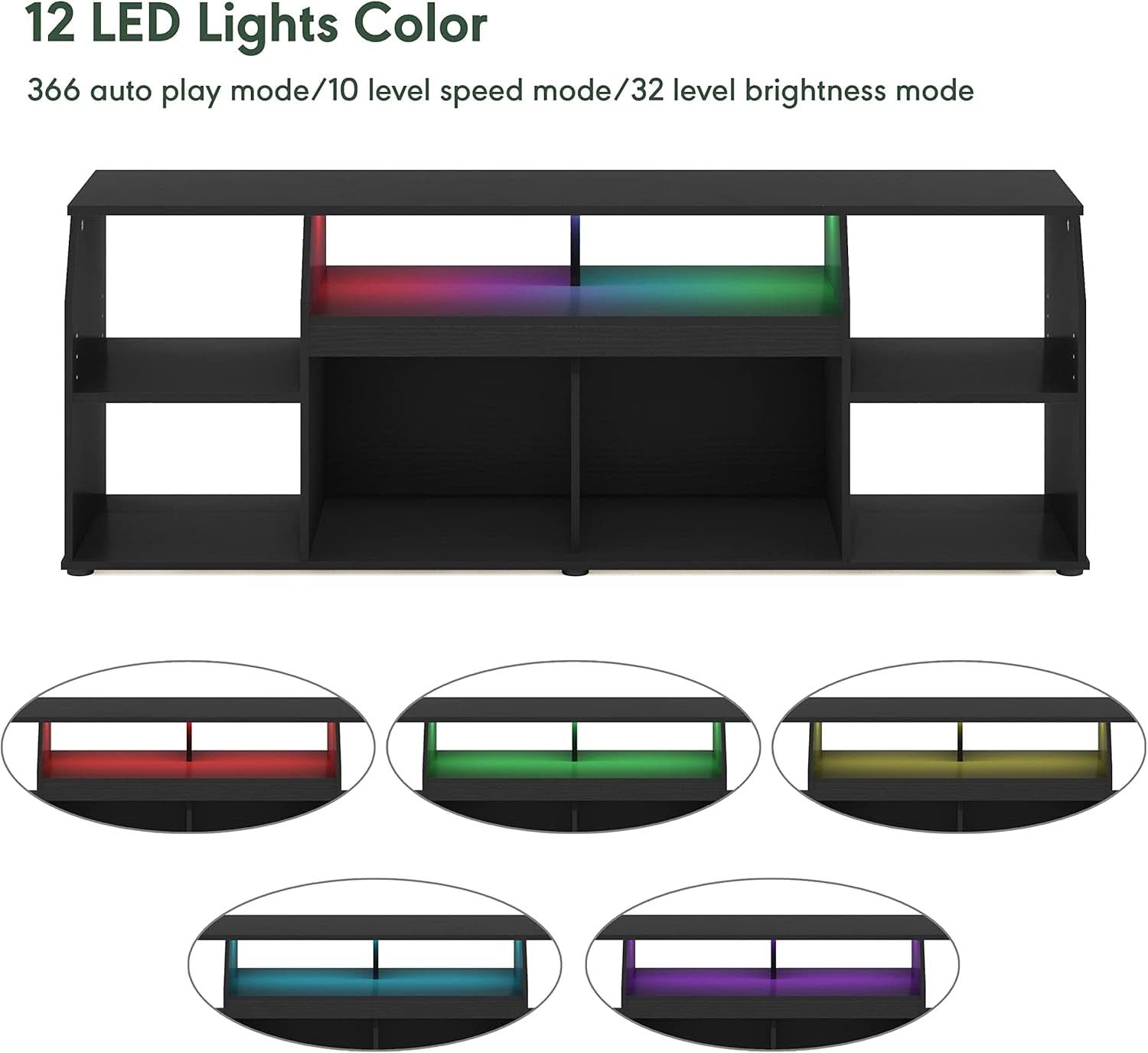 Jaya 65 Inch TV Stand With LED Lights And Ample Storage