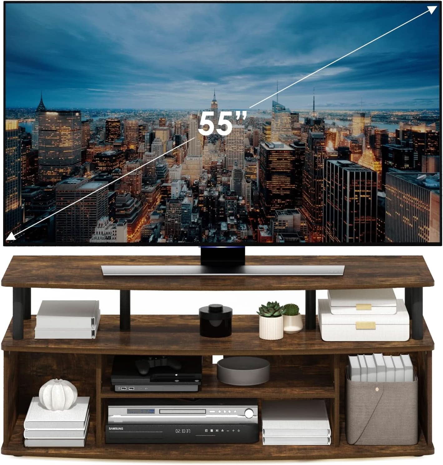 Jaya Amber Pine TV Stand for 55 Inch TV with Storage
