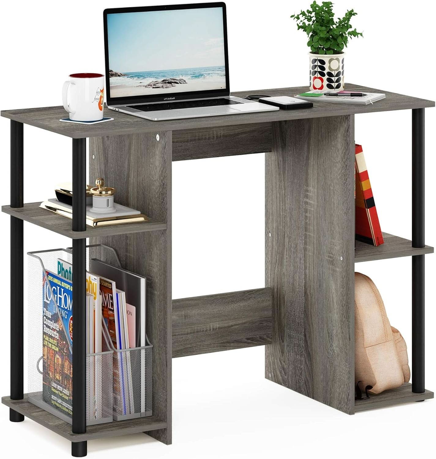 Jaya Computer Study Desk With Open Storage Grey Black