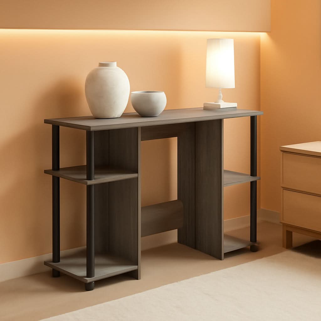 Jaya Computer Study Desk With Open Storage Grey Black