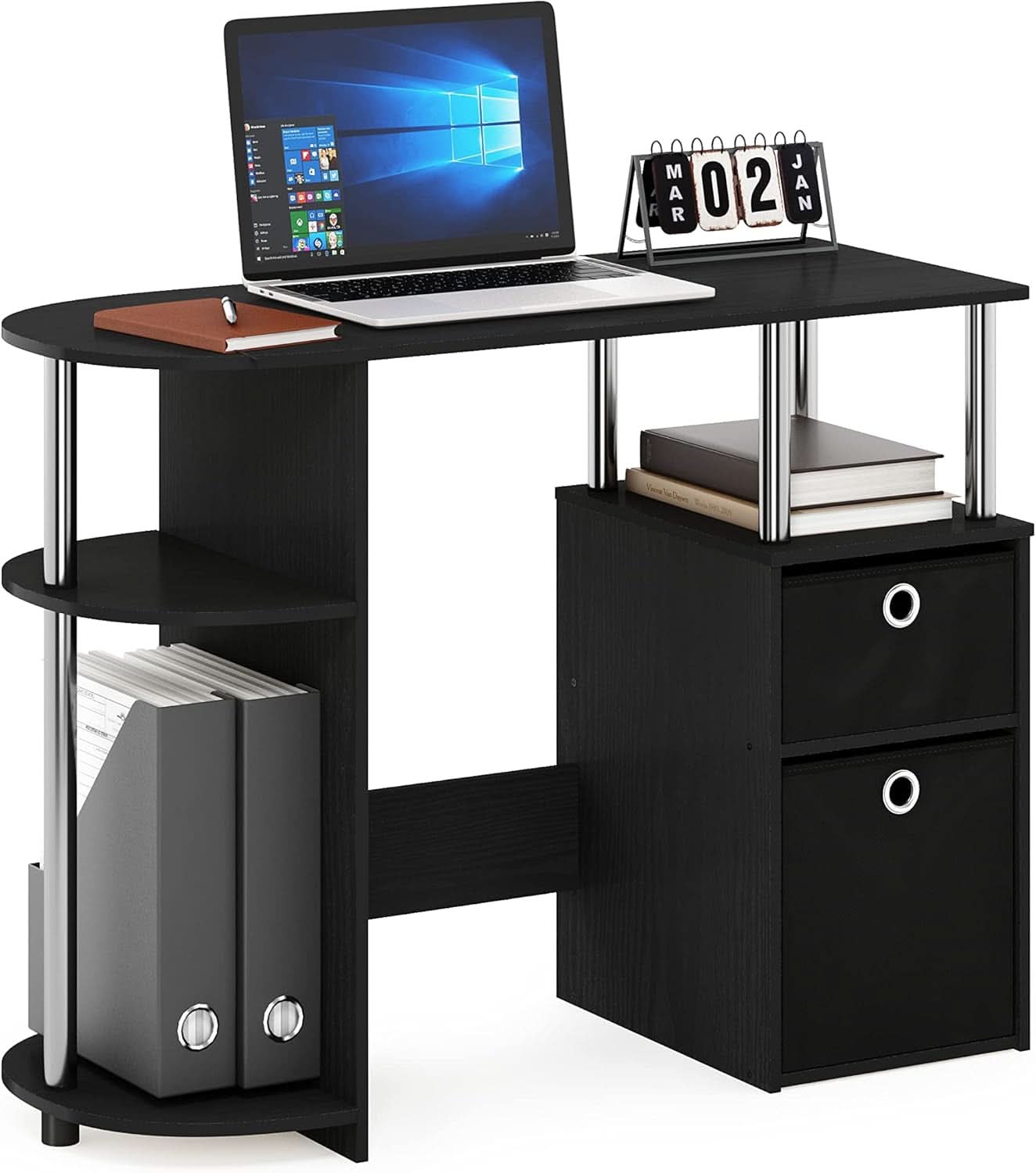 Jaya Computer Study Desk With Storage Americano Chrome