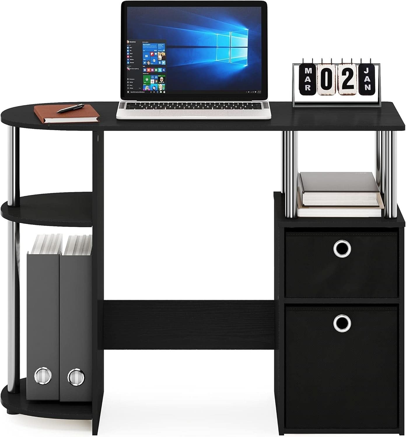 Jaya Computer Study Desk With Storage Americano Chrome