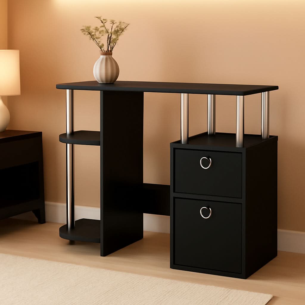 Jaya Computer Study Desk With Storage Americano Chrome