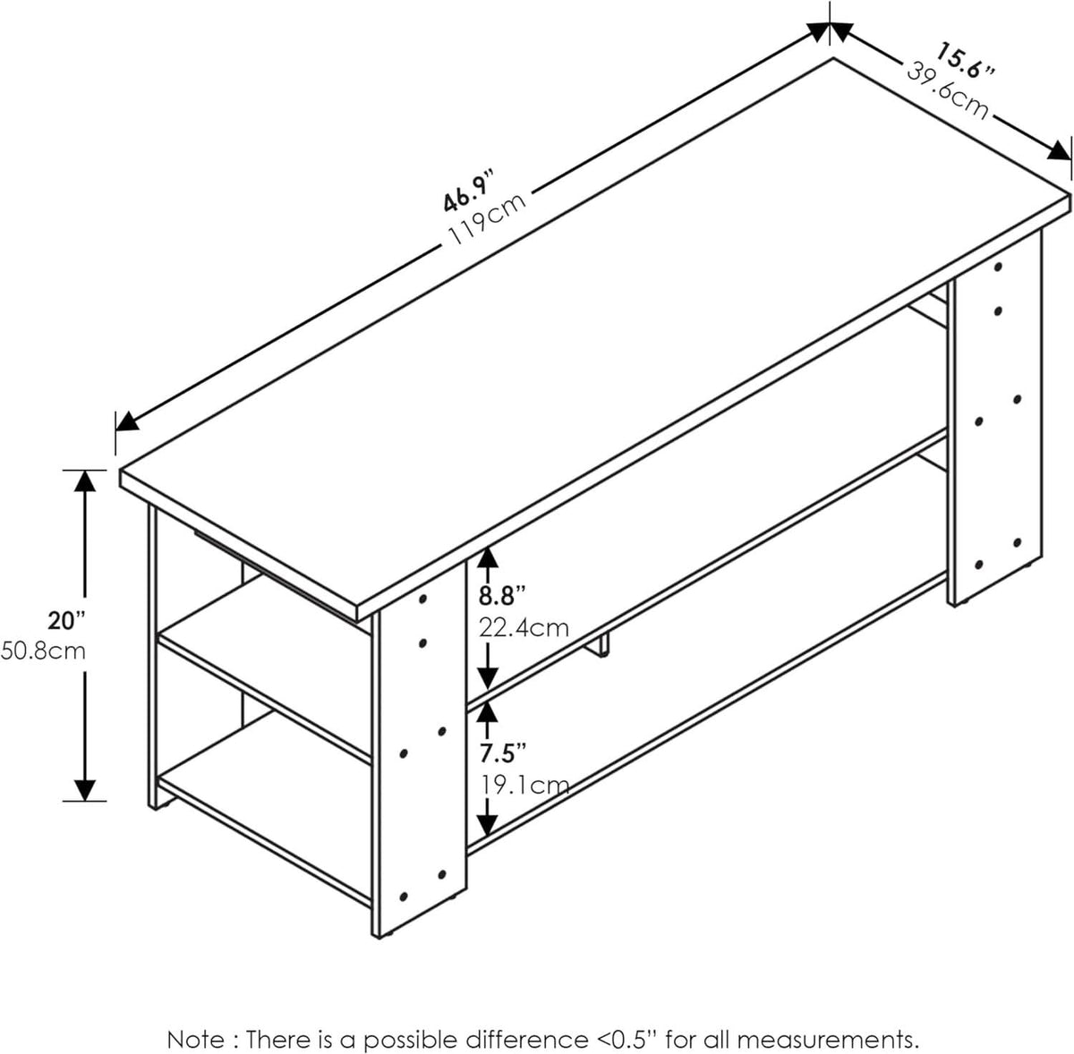 Jaya Espresso TV Stand For 50 Inch Screens Open Shelves