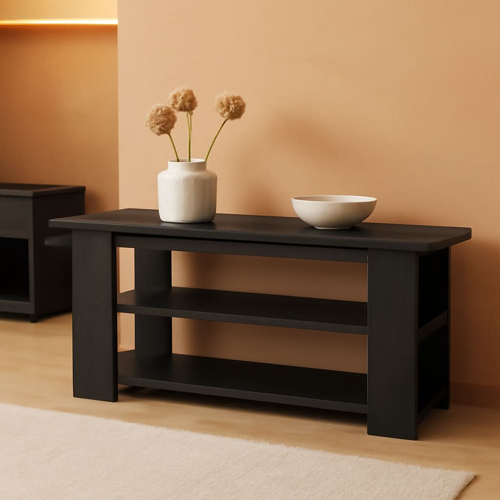Jaya Espresso TV Stand For 50 Inch Screens Open Shelves