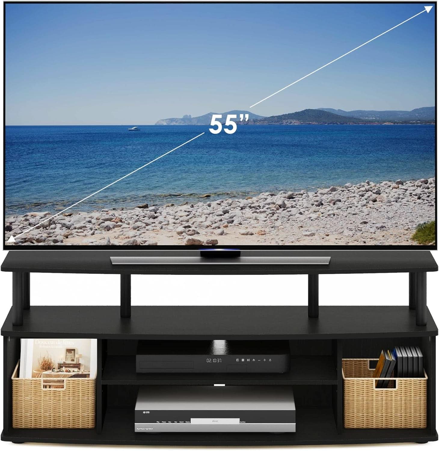 Jaya Large Entertainment Center For 55 Inch TV Blackwood
