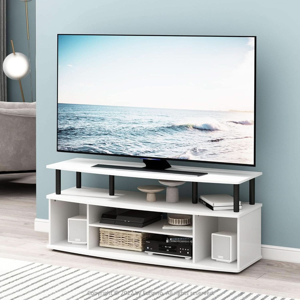 Jaya Large Entertainment Center For 55 Inch TV White And Black