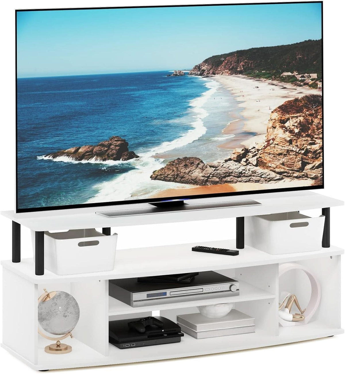 Jaya Large Entertainment Center For 55 Inch TV White And Black
