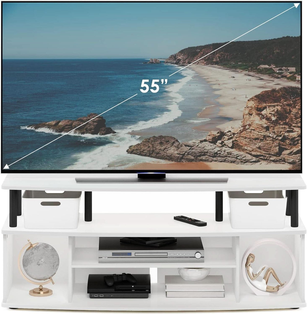 Jaya Large Entertainment Center For 55 Inch TV White And Black