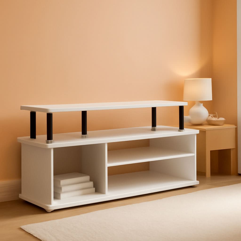 Jaya Large Entertainment Center For 55 Inch TV White And Black