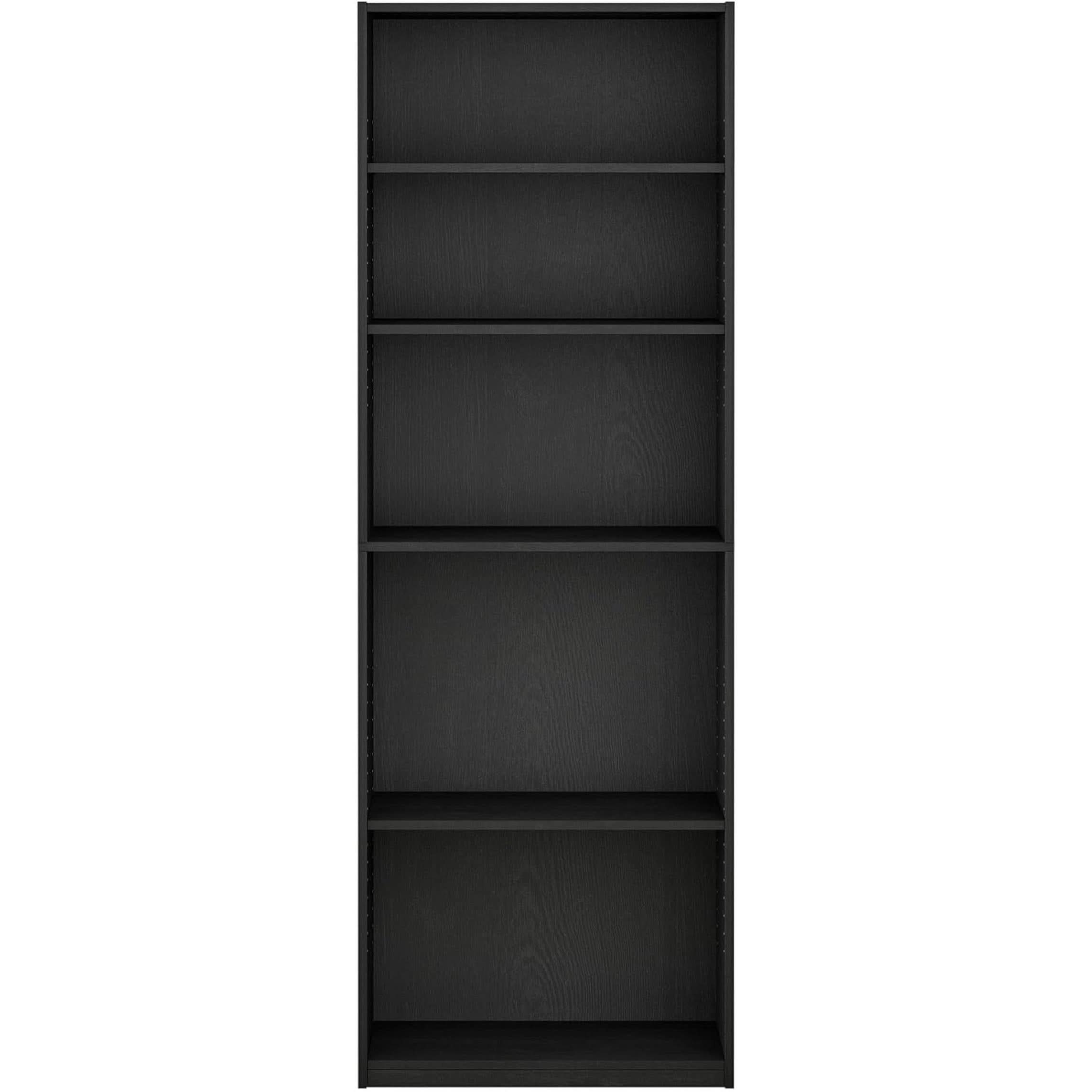 Jaya Simply Home 5 Shelf Bookcase 5 Tier Black With Adjustable Shelves