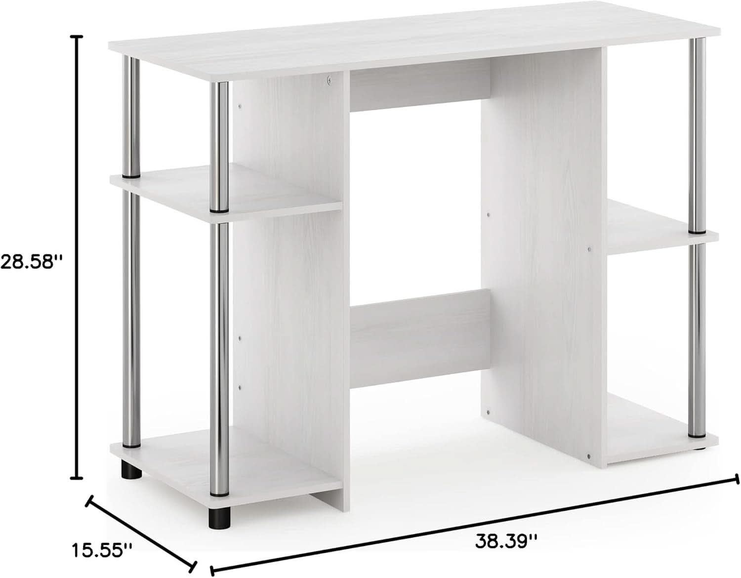 Jaya White Oak Computer Study Desk Stainless Steel Frame