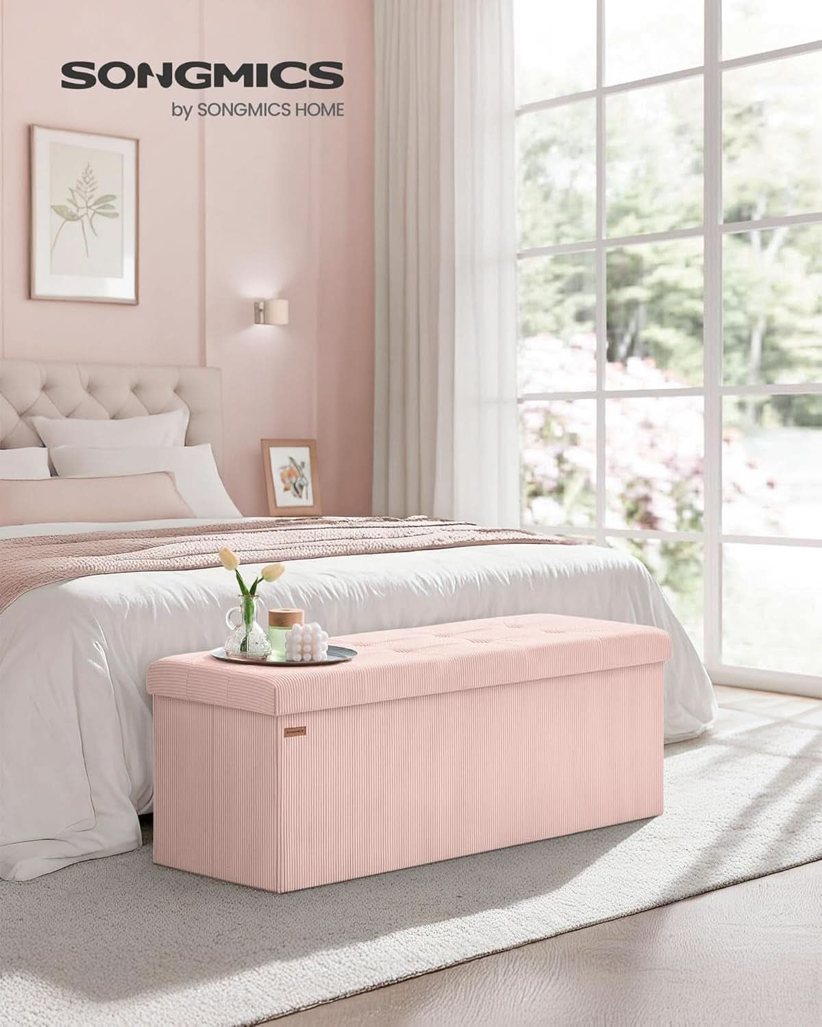 Jelly Pink Foldaway Underbed Storage Ottoman Bench