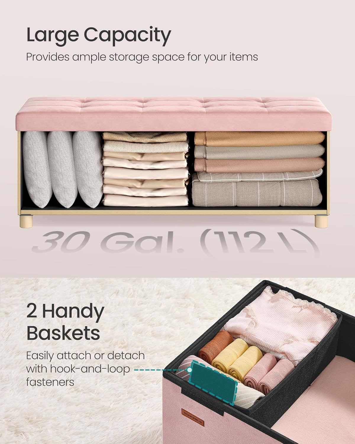 Jelly Pink Velvet Extra Large Storage Ottoman Chest
