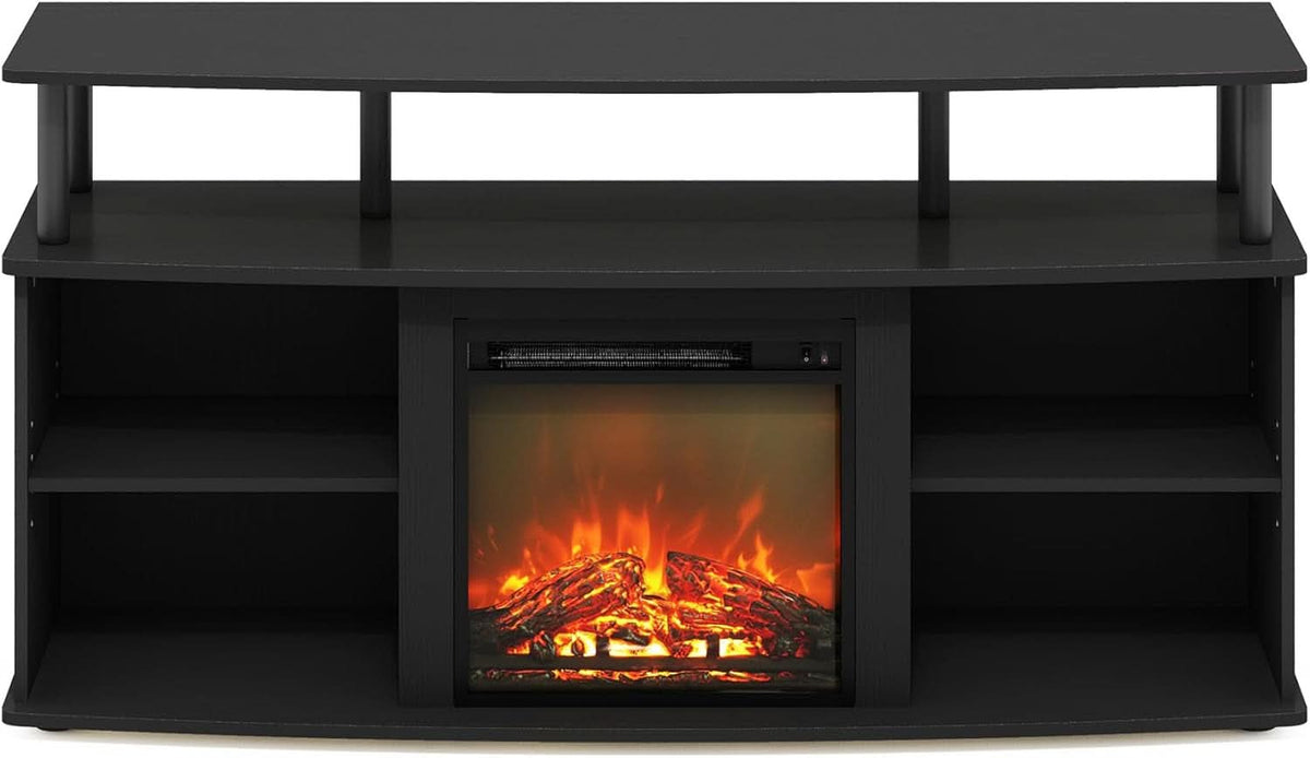 Jensen Open Shelving TV Entertainment Center With Electric Fireplace 55 Inch
