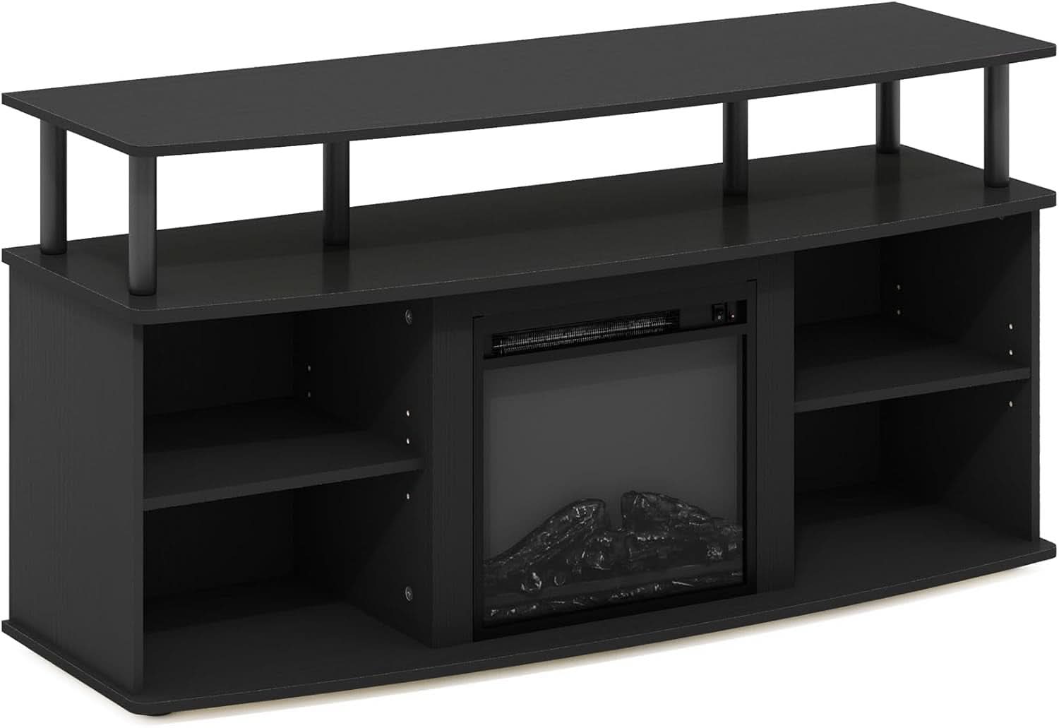 Jensen Open Shelving TV Entertainment Center With Electric Fireplace 55 Inch