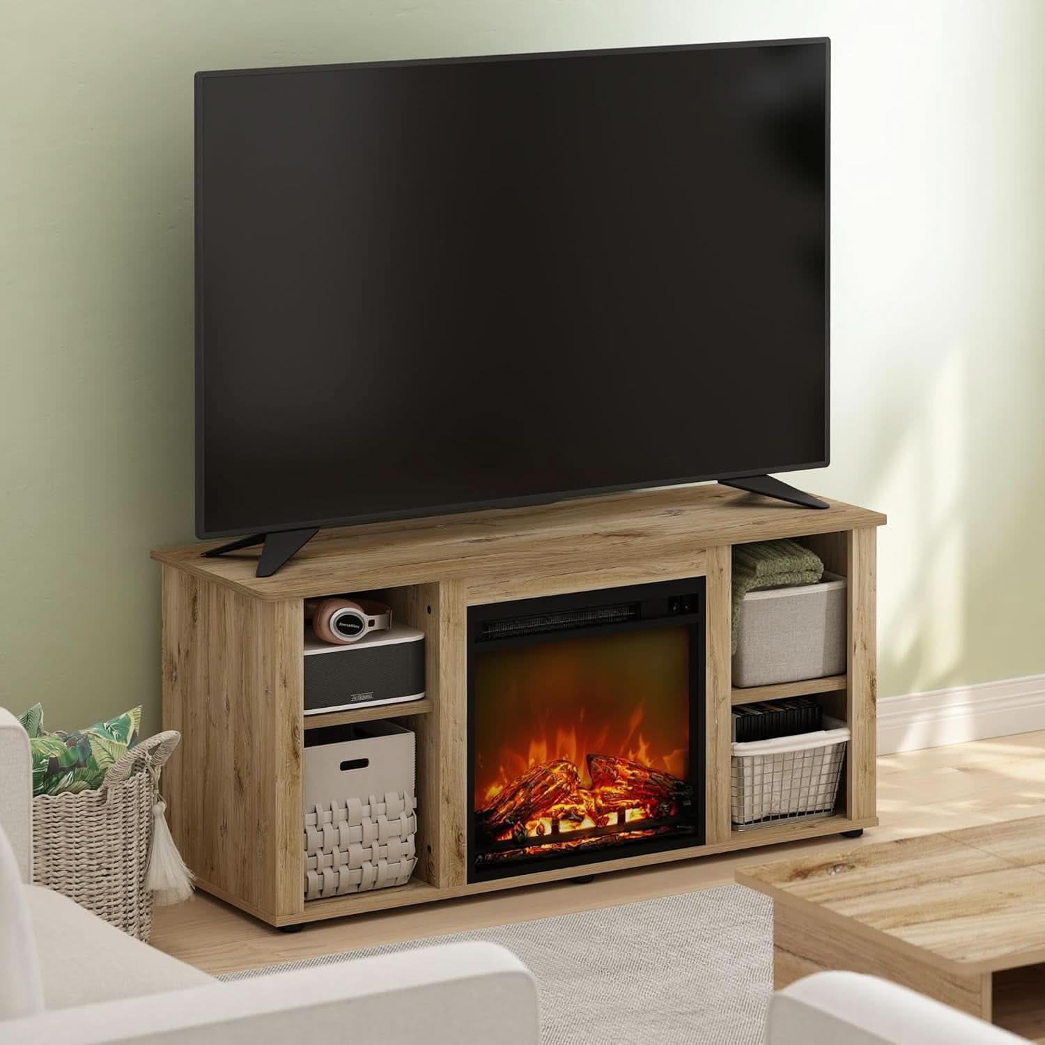 Jensen TV Stand With Electric Fireplace For 55 Inch TVs