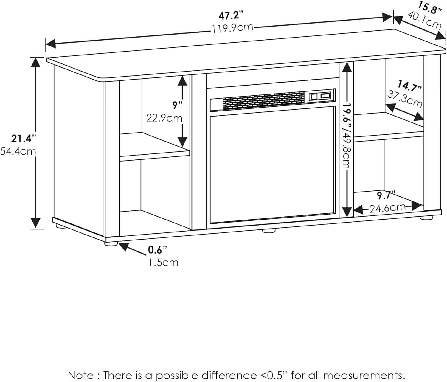 Jensen TV Stand With Electric Fireplace For 55 Inch TVs