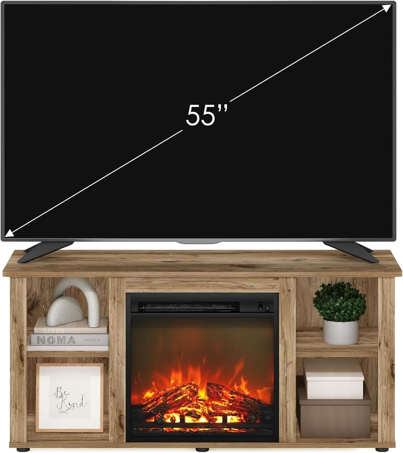 Jensen TV Stand With Electric Fireplace For 55 Inch TVs