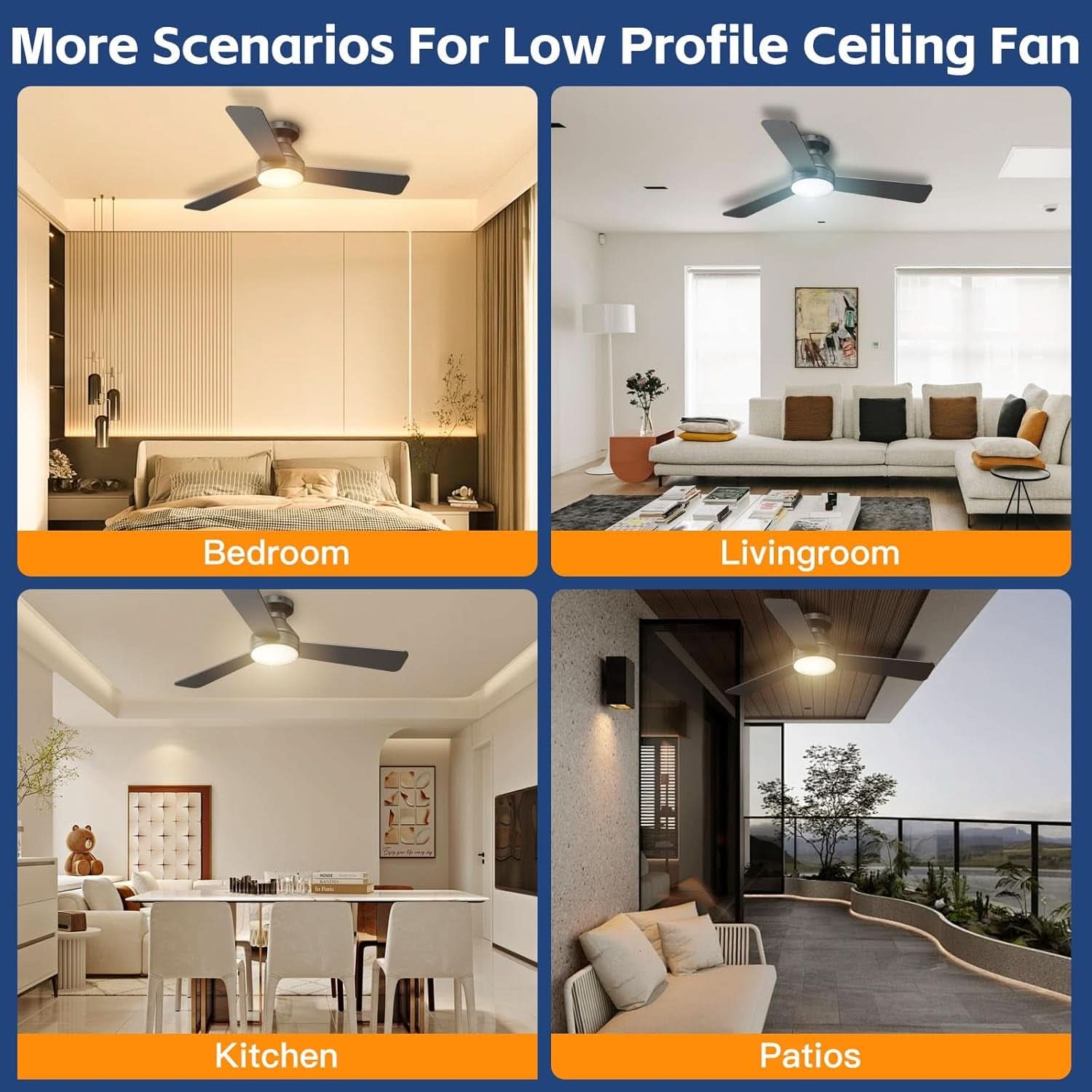 Jet Black Matte 42 Inch Ceiling Fan With Remote LED Light