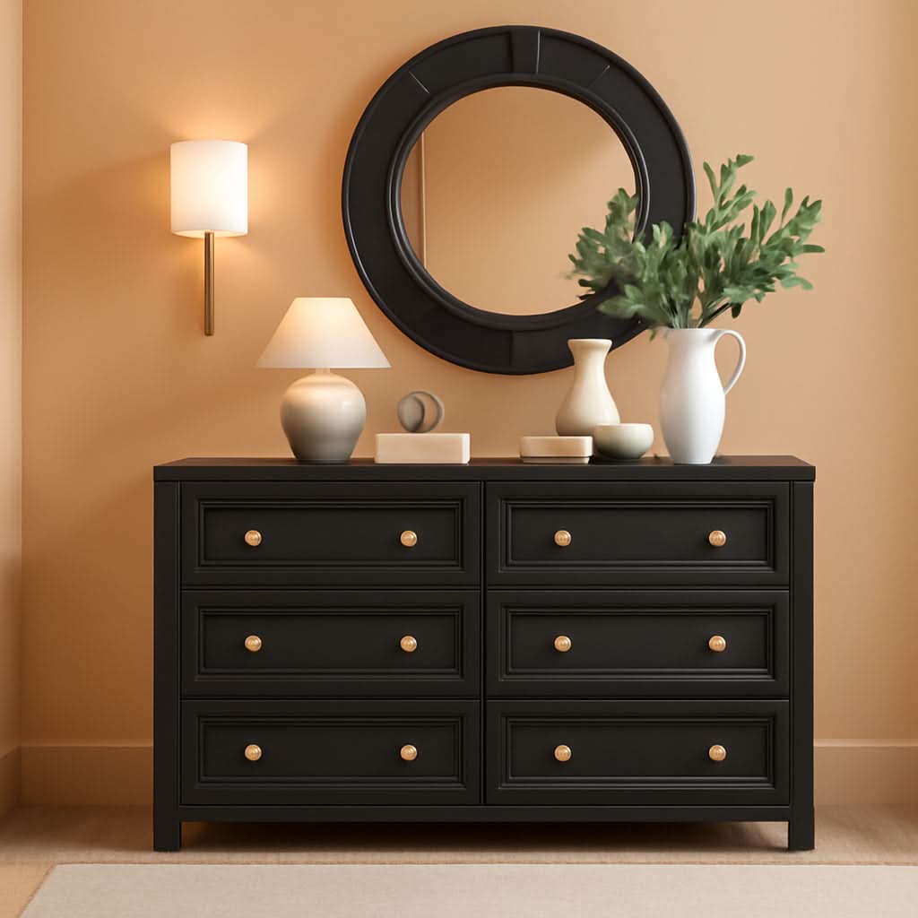 JetBlack Solid Wood Dresser 52 Inch Storage Solution