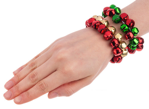 Jolly Jingles Stretch Bell Bracelet - Red & Silver