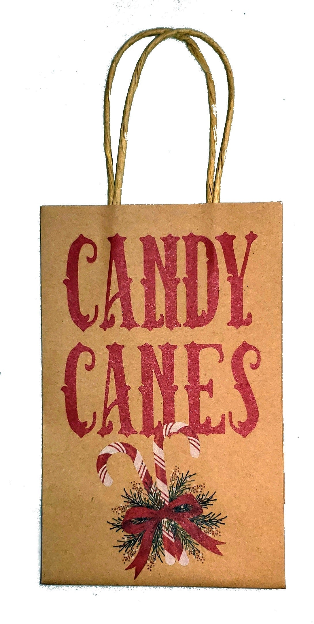 Jr Cub Kraft Gift Bag - Candy Canes