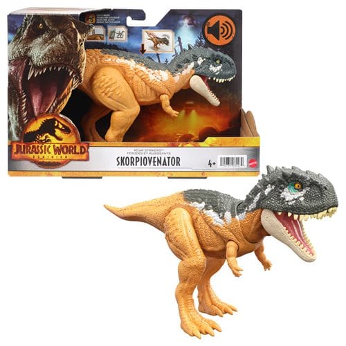 Jurassic World Dominion Roar Strikers Rajasaurus Figure with Roar & Chomp for Kids